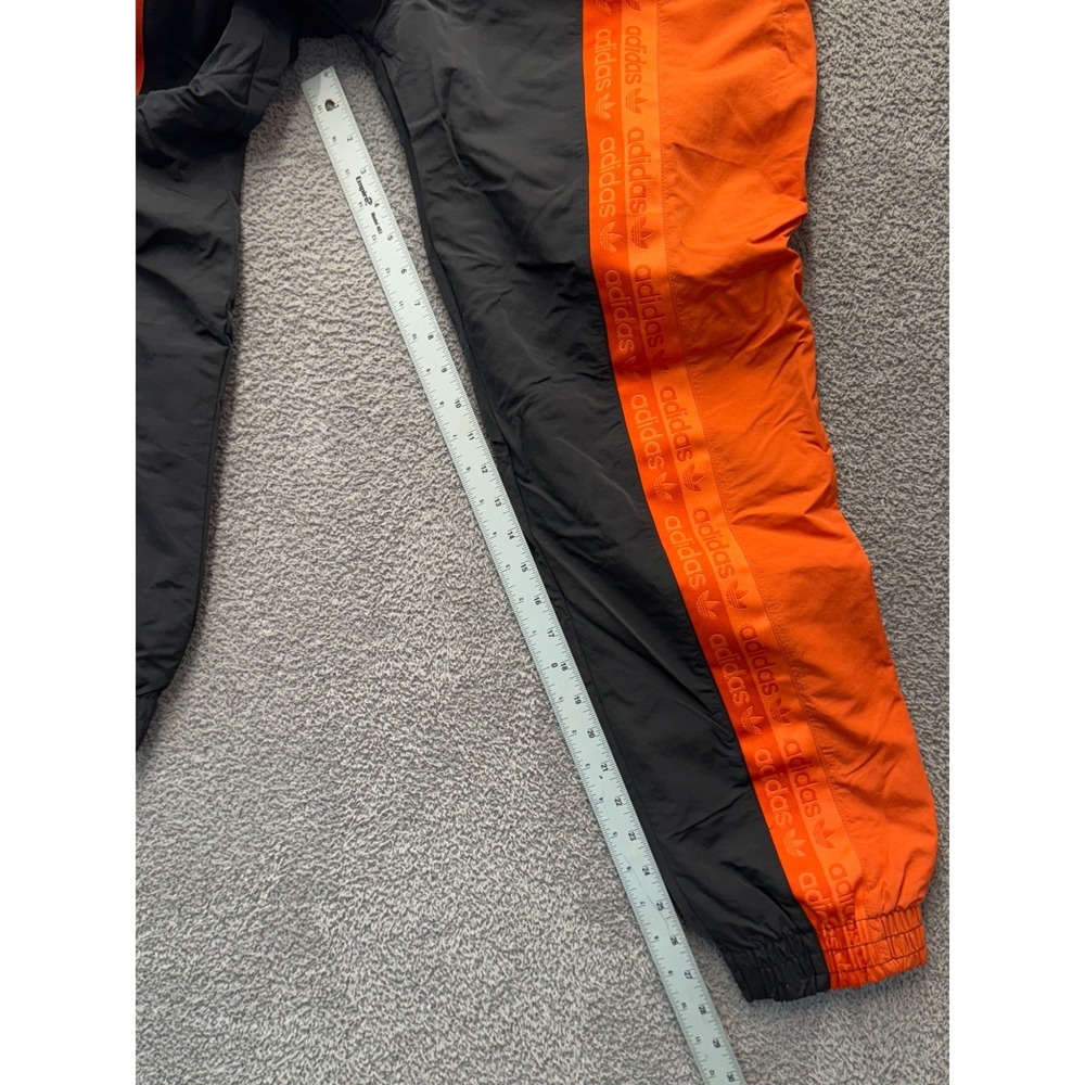 Adidas Originals Track Pants Joggers Men's L Black Orange Logo Tape Slim Fit - Picture 7 of 8